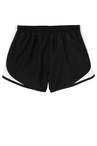 Sport-Tek Ladies Cadence Short (Black/ White/ Black)