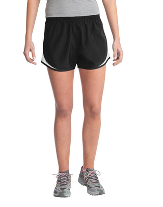 Sport-Tek Ladies Cadence Short (Black/ White/ Black)