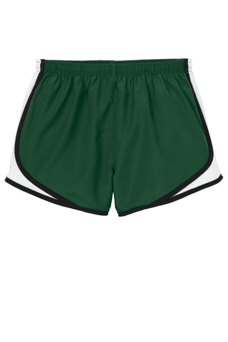 Sport-Tek Ladies Cadence Short (Forest Green/ White/ Black)