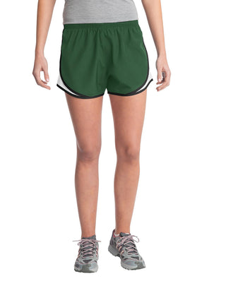 Sport-Tek Ladies Cadence Short (Forest Green/ White/ Black)