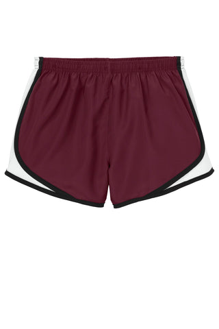 Sport-Tek Ladies Cadence Short (Maroon/ White/ Black)