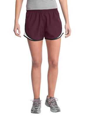 Sport-Tek Ladies Cadence Short (Maroon/ White/ Black)