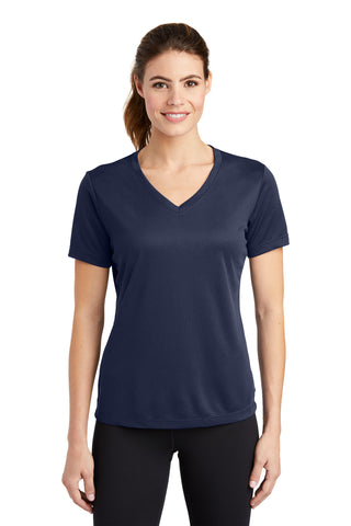 Sport-Tek Ladies PosiCharge RacerMesh V-Neck Tee (True Navy)