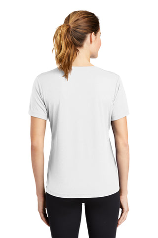 Sport-Tek Ladies PosiCharge RacerMesh V-Neck Tee (White)