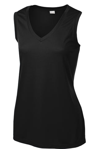 Sport-Tek Ladies Sleeveless PosiCharge Competitor V-Neck Tee (Black)