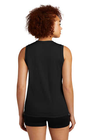 Sport-Tek Ladies Sleeveless PosiCharge Competitor V-Neck Tee (Black)