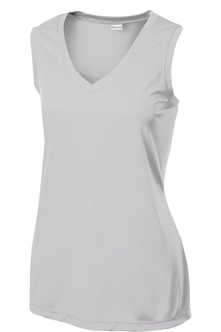 Sport-Tek Ladies Sleeveless PosiCharge Competitor V-Neck Tee (Silver)