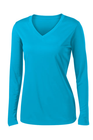 Sport-Tek Ladies Long Sleeve PosiCharge Competitor V-Neck Tee (Atomic Blue)