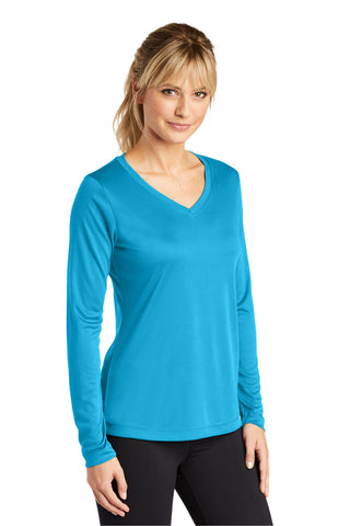 Sport-Tek Ladies Long Sleeve PosiCharge Competitor V-Neck Tee (Atomic Blue)