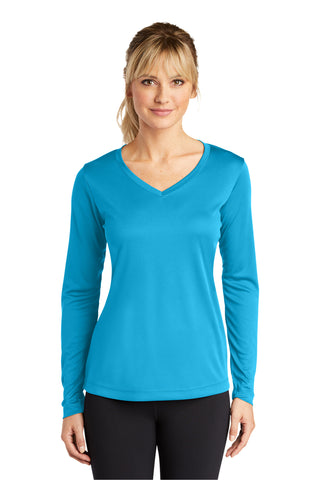 Sport-Tek Ladies Long Sleeve PosiCharge Competitor V-Neck Tee (Atomic Blue)