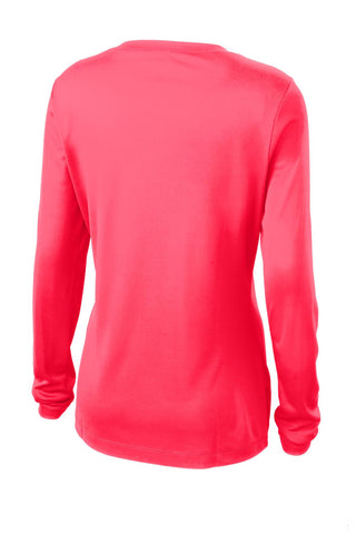 Sport-Tek Ladies Long Sleeve PosiCharge Competitor V-Neck Tee (Hot Coral)