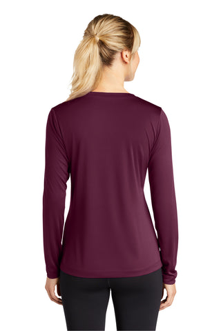 Sport-Tek Ladies Long Sleeve PosiCharge Competitor V-Neck Tee (Maroon)