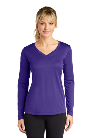 Sport-Tek Ladies Long Sleeve PosiCharge Competitor V-Neck Tee (Purple)