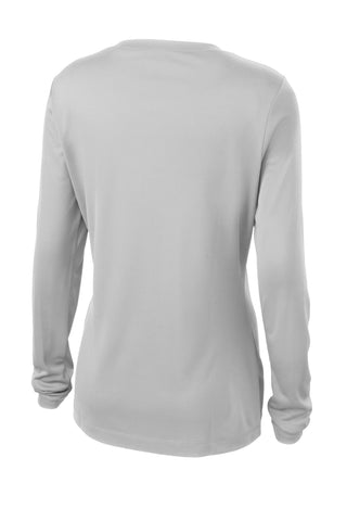 Sport-Tek Ladies Long Sleeve PosiCharge Competitor V-Neck Tee (Silver)