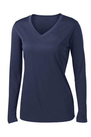 Sport-Tek Ladies Long Sleeve PosiCharge Competitor V-Neck Tee (True Navy)