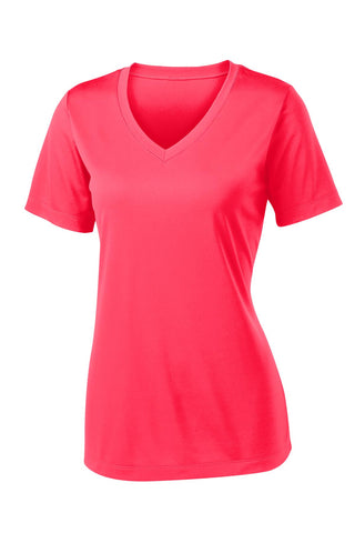 Sport-Tek Ladies PosiCharge Competitor V-Neck Tee (Hot Coral)