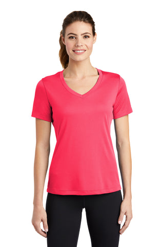 Sport-Tek Ladies PosiCharge Competitor V-Neck Tee (Hot Coral)