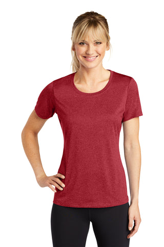 Sport-Tek Ladies Heather Contender Scoop Neck Tee (Scarlet Heather)