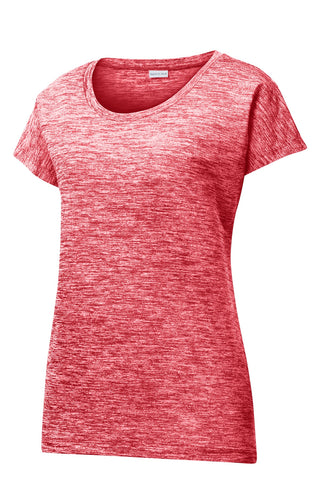 Sport-Tek Ladies PosiCharge Electric Heather Sporty Tee (Deep Red Electric)