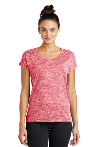 Sport-Tek Ladies PosiCharge Electric Heather Sporty Tee (Deep Red Electric)