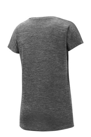 Sport-Tek Ladies PosiCharge Electric Heather Sporty Tee (Grey-Black Electric)