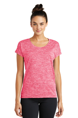 Sport-Tek Ladies PosiCharge Electric Heather Sporty Tee (Power Pink Electric)