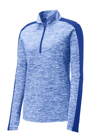 Sport-Tek Ladies PosiCharge Electric Heather Colorblock 1/4-Zip Pullover (True Royal Electric/ True Royal)