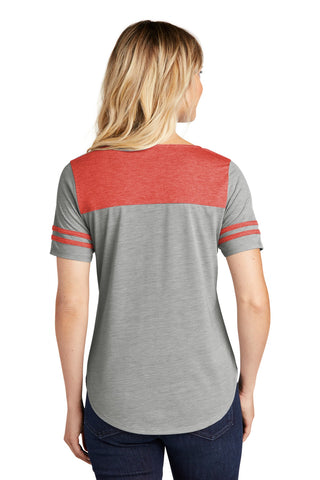 Sport-Tek Ladies PosiCharge Tri-Blend Wicking Fan Tee (True Red Heather/ Light Grey Heather)