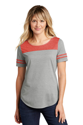 Sport-Tek Ladies PosiCharge Tri-Blend Wicking Fan Tee (True Red Heather/ Light Grey Heather)