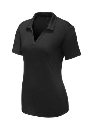 Sport-Tek Ladies PosiCharge Tri-Blend Wicking Polo (Black Triad Solid)