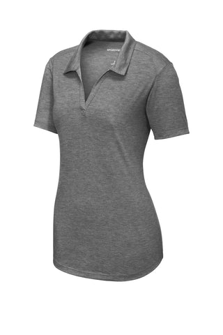 Sport-Tek Ladies PosiCharge Tri-Blend Wicking Polo (Dark Grey Heather)