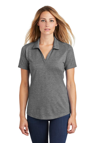 Sport-Tek Ladies PosiCharge Tri-Blend Wicking Polo (Dark Grey Heather)