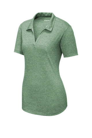 Sport-Tek Ladies PosiCharge Tri-Blend Wicking Polo (Forest Green Heather)