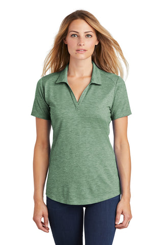 Sport-Tek Ladies PosiCharge Tri-Blend Wicking Polo (Forest Green Heather)