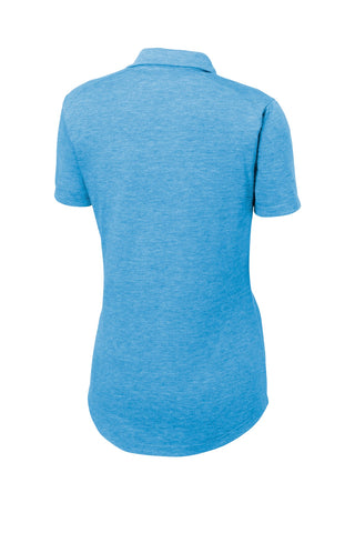 Sport-Tek Ladies PosiCharge Tri-Blend Wicking Polo (Pond Blue Heather)