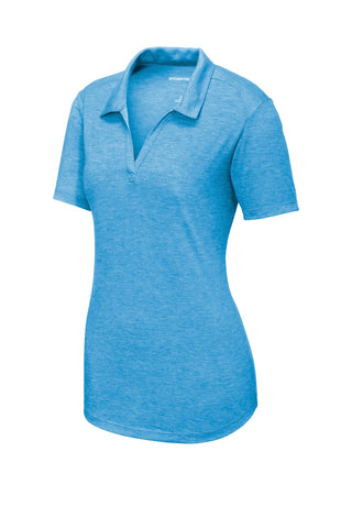 Sport-Tek Ladies PosiCharge Tri-Blend Wicking Polo (Pond Blue Heather)