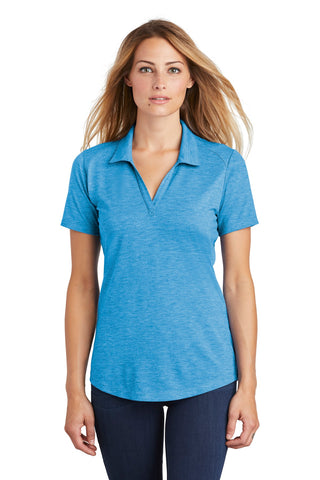 Sport-Tek Ladies PosiCharge Tri-Blend Wicking Polo (Pond Blue Heather)