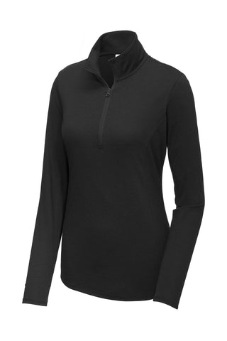 Sport-Tek Ladies PosiCharge Tri-Blend Wicking 1/4-Zip Pullover (Black Triad Solid)