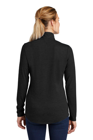Sport-Tek Ladies PosiCharge Tri-Blend Wicking 1/4-Zip Pullover (Black Triad Solid)