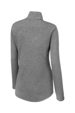 Sport-Tek Ladies PosiCharge Tri-Blend Wicking 1/4-Zip Pullover (Dark Grey Heather)