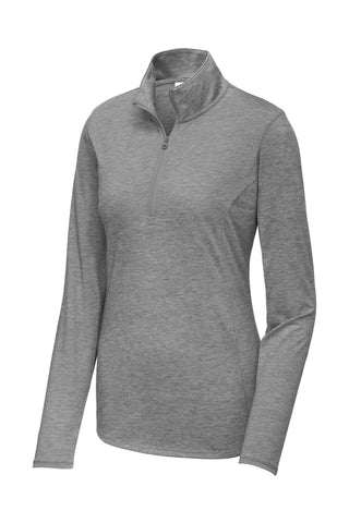 Sport-Tek Ladies PosiCharge Tri-Blend Wicking 1/4-Zip Pullover (Dark Grey Heather)