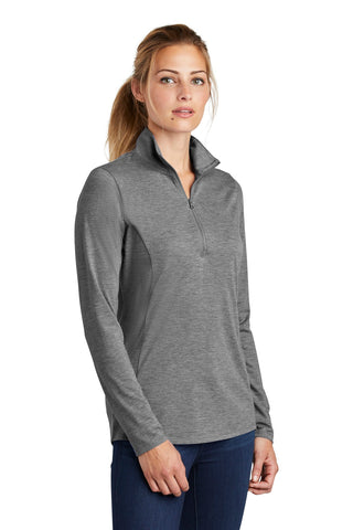 Sport-Tek Ladies PosiCharge Tri-Blend Wicking 1/4-Zip Pullover (Dark Grey Heather)