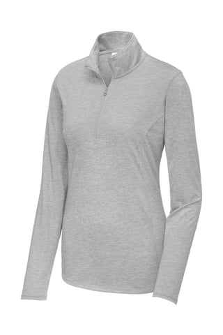 Sport-Tek Ladies PosiCharge Tri-Blend Wicking 1/4-Zip Pullover (Light Grey Heather)