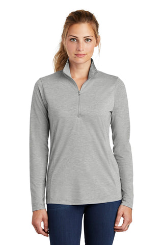 Sport-Tek Ladies PosiCharge Tri-Blend Wicking 1/4-Zip Pullover (Light Grey Heather)