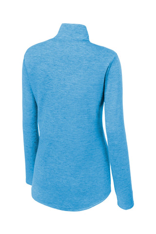Sport-Tek Ladies PosiCharge Tri-Blend Wicking 1/4-Zip Pullover (Pond Blue Heather)