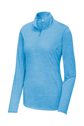 Sport-Tek Ladies PosiCharge Tri-Blend Wicking 1/4-Zip Pullover (Pond Blue Heather)