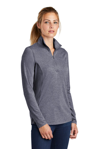 Sport-Tek Ladies PosiCharge Tri-Blend Wicking 1/4-Zip Pullover (True Navy Heather)