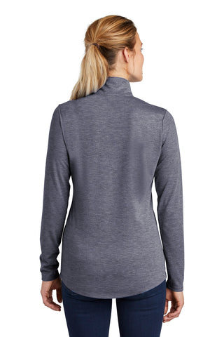 Sport-Tek Ladies PosiCharge Tri-Blend Wicking 1/4-Zip Pullover (True Navy Heather)