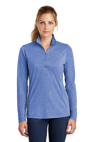 Sport-Tek Ladies PosiCharge Tri-Blend Wicking 1/4-Zip Pullover (True Royal Heather)