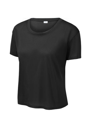 Sport-Tek Ladies PosiCharge Draft Crop Tee (Black)